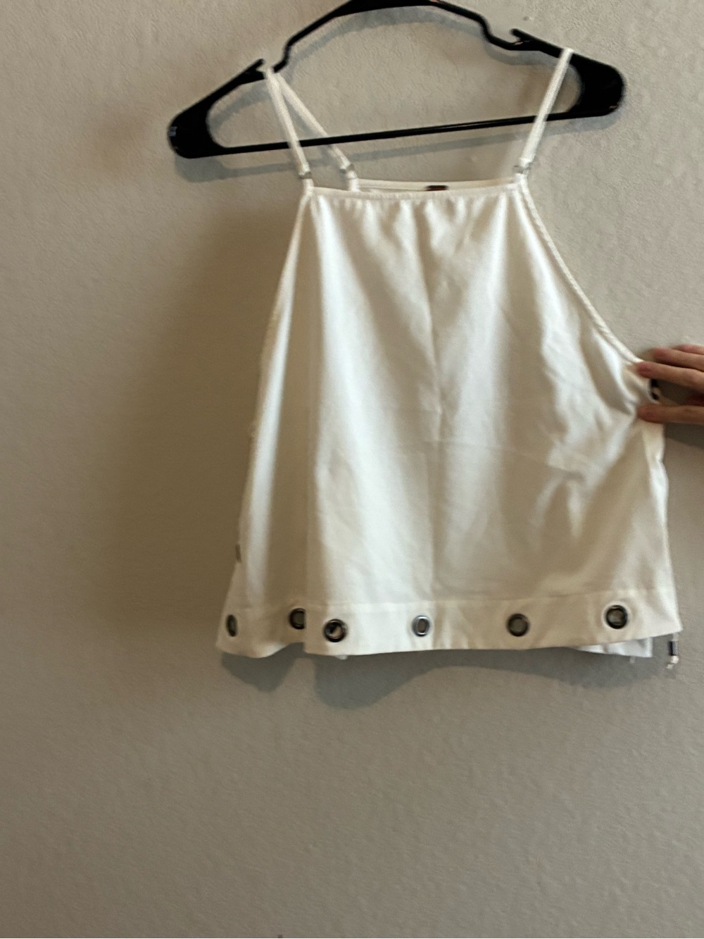 Free People Women’s city fever White Lace-Up Grommet Tank Top - Picture 4 of 6